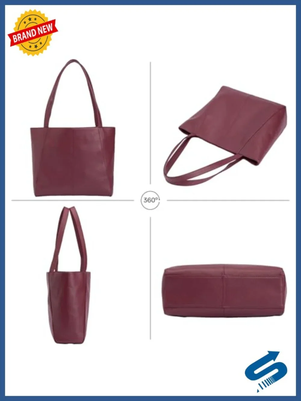 Genuine Leather Tote Bag Women Laptop Compartment Shoulder Shopper Handbag